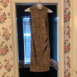 New York & Company Black and Gold Floral Dress